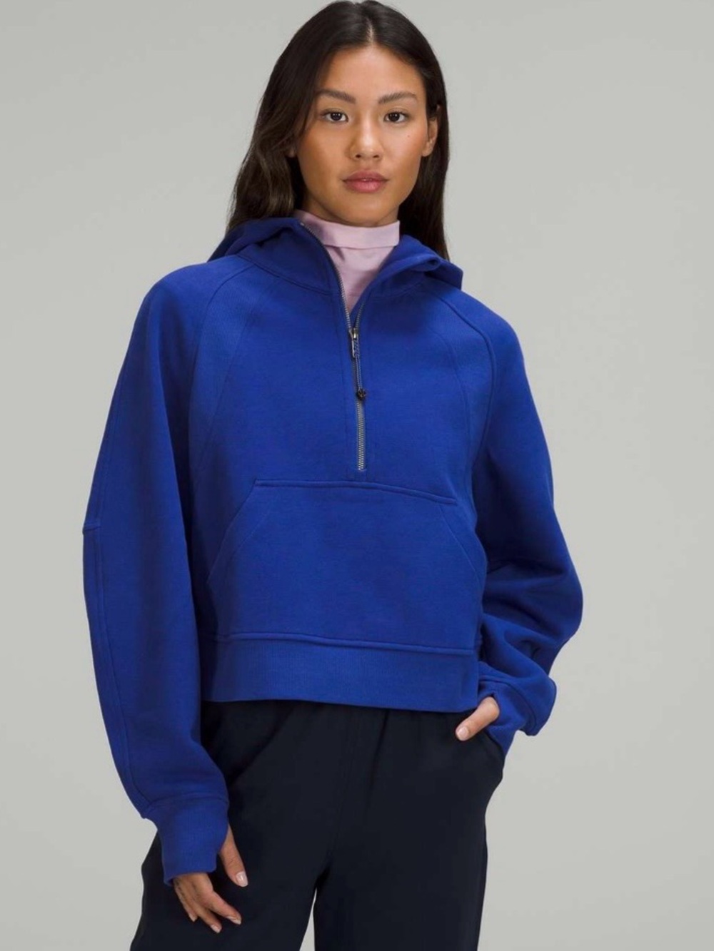 Lululemon Oversized Scuba Cropped Half Zip in Psychic Blue size M/L